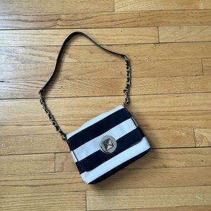 KATE SPADE Academy Stripe Flap Bag with Gold Chain Strap